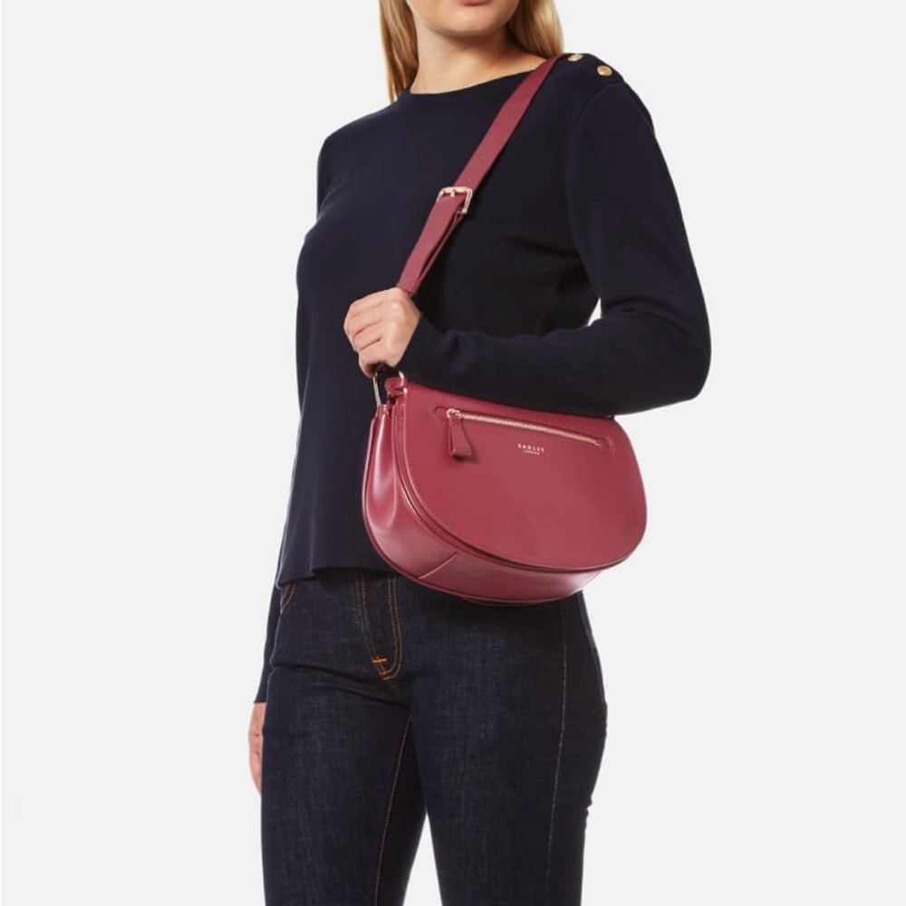 Radley London Camley Street Medium Leather Red Maroon Shoulder Handbag